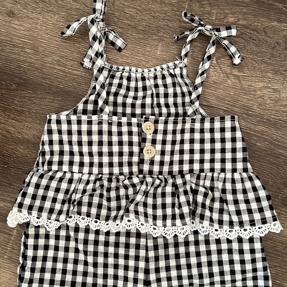 NEW Jessica Simpson Toddler Girls Black & White Gingham Plaid Romper - Size 18M - Picture 7 of 12
